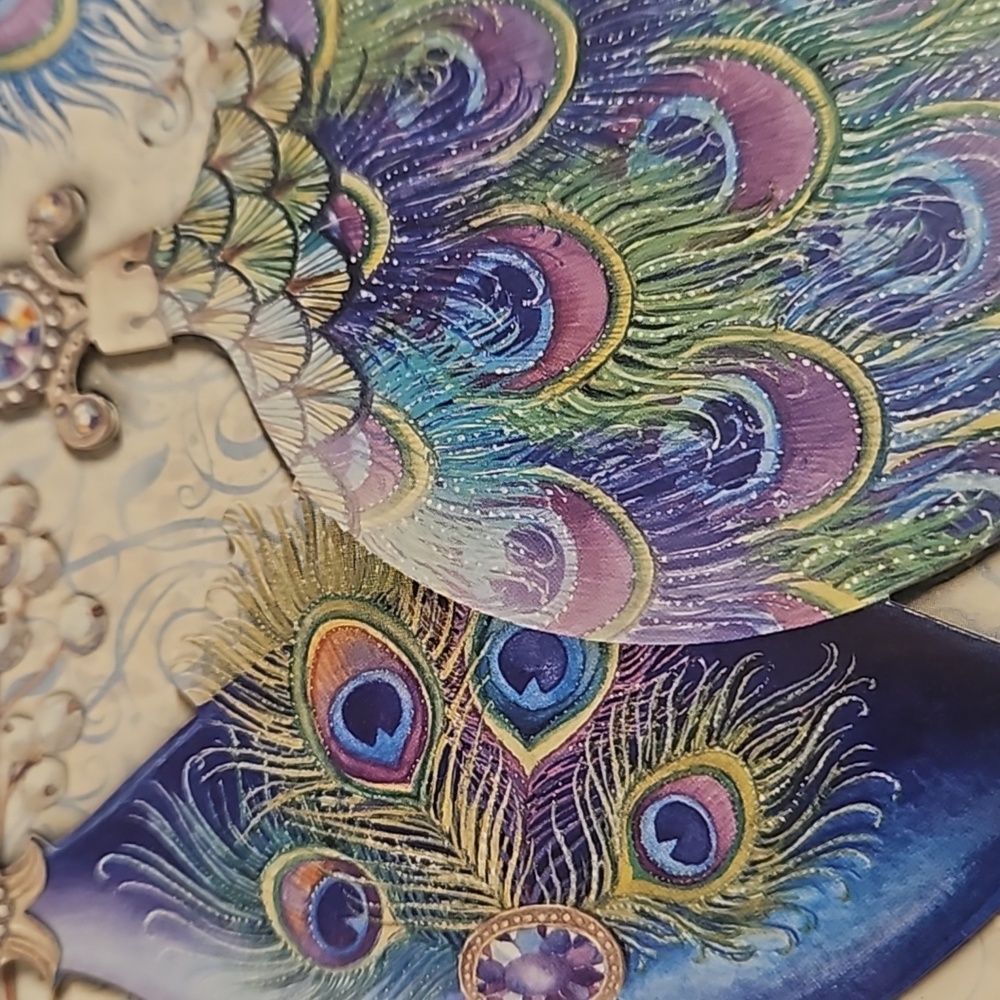 PUNCH STUDIO peacock feather ornaments keepsake box The Gifted Line Holiday - Picture 9 of 11